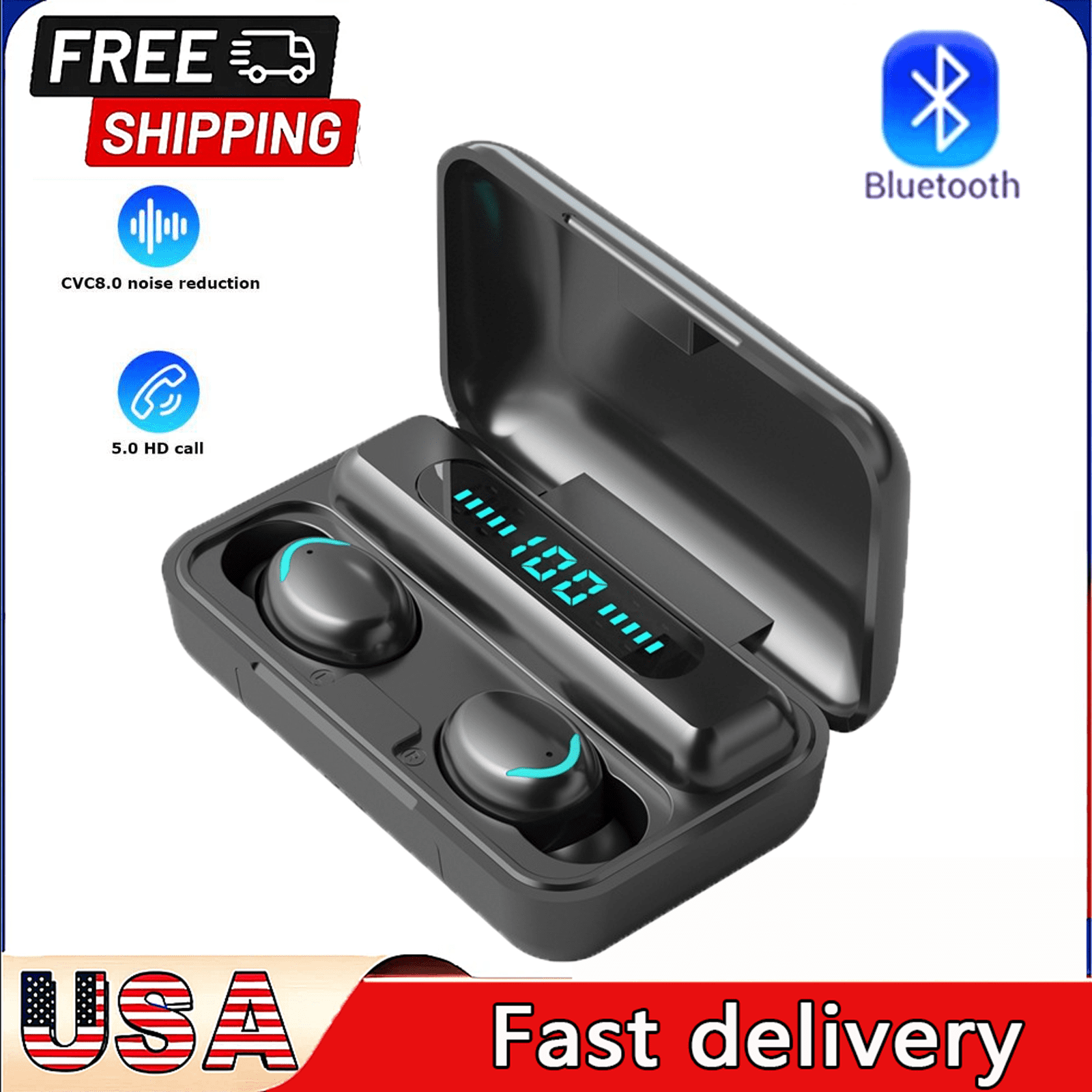 Bluetooth Headphone Wireless Earbuds Sporting Headset Premium Sound W/ Mic