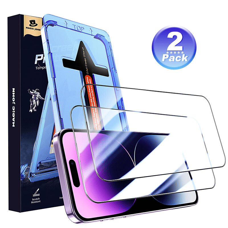 MAGIC JOHN 2Pack for Iphone 13 Pro Max 14 plus Tempered Glass Screen Protector - Image 2