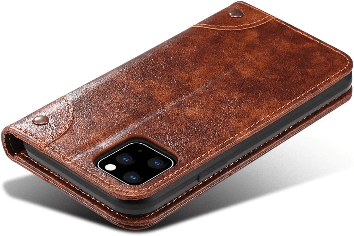 Compatible with Iphone 11 Leather Case, for Iphone 11 Wallet Folio Case Book Design Magnetic Closure with Stand and ID Holder Credit Card Slots for Apple Iphone 11 6.1 Inch 2019 Khaki - Image 5