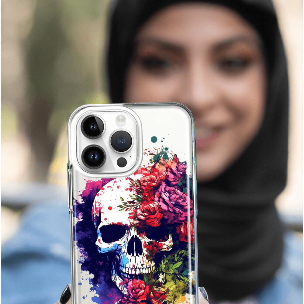 For Apple Iphone 13 Pro Shockproof Case Skull Red Purple Roses Cover - Image 6
