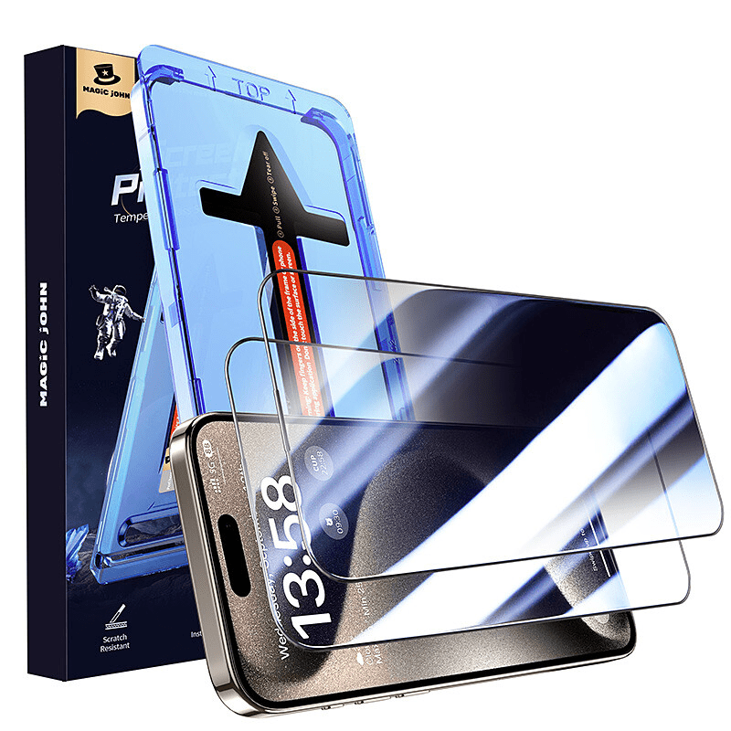 MAGIC JOHN 2 Pack for Iphone 16 Pro Max plus Tempered Glass Screen Protector