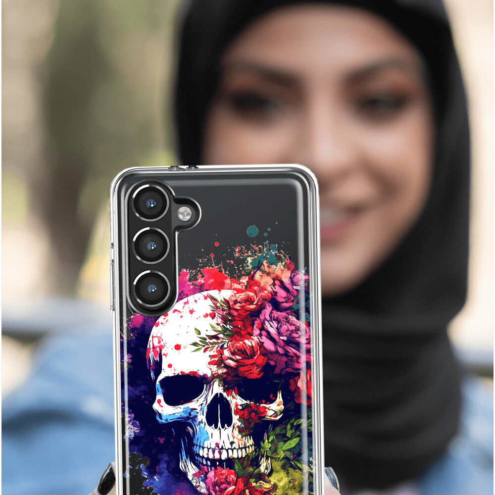 For Samsung Galaxy A14 5G Shockproof Case Skull Red Purple Roses Cover - Image 5
