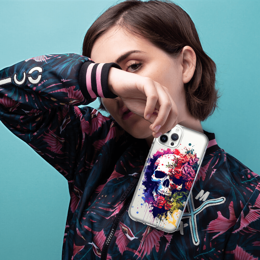 For Apple Iphone 13 Pro Shockproof Case Skull Red Purple Roses Cover - Image 5