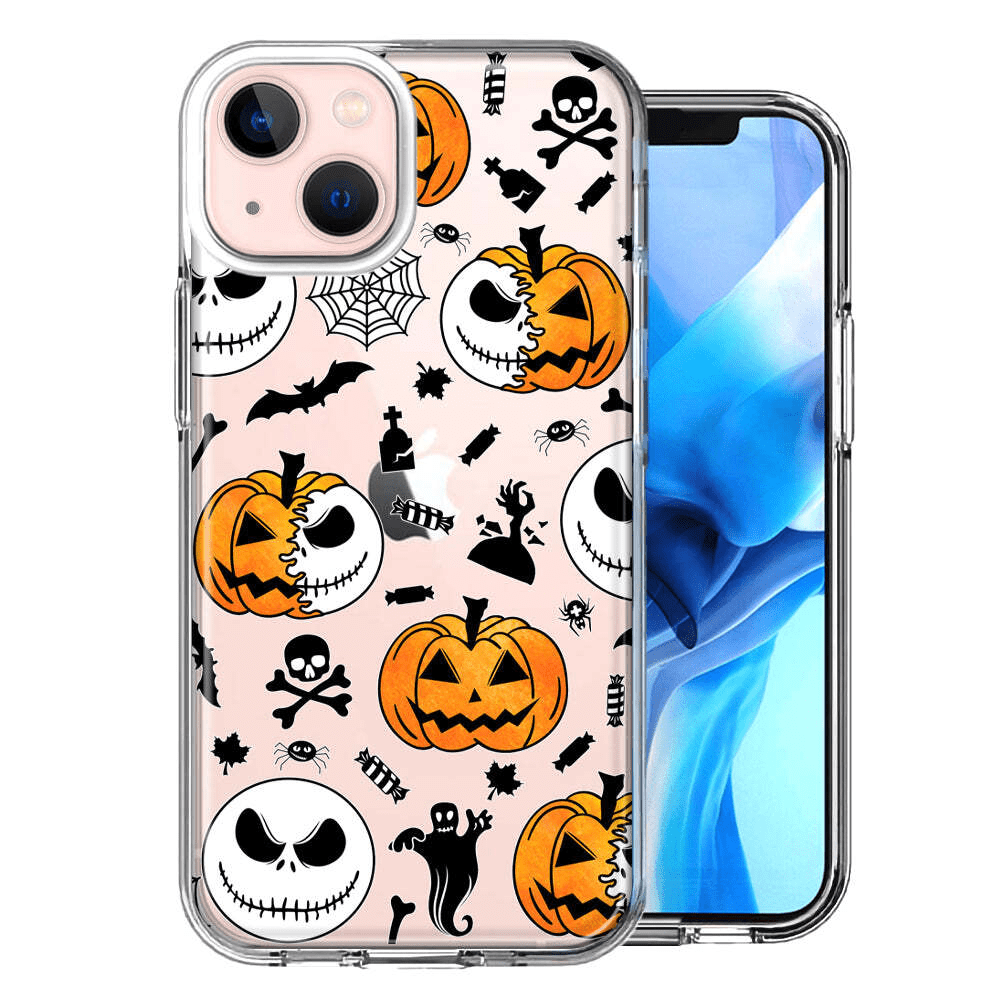 For Apple Iphone 14 Halloween Jack-O-Lantern Pumpkin Skulls Case