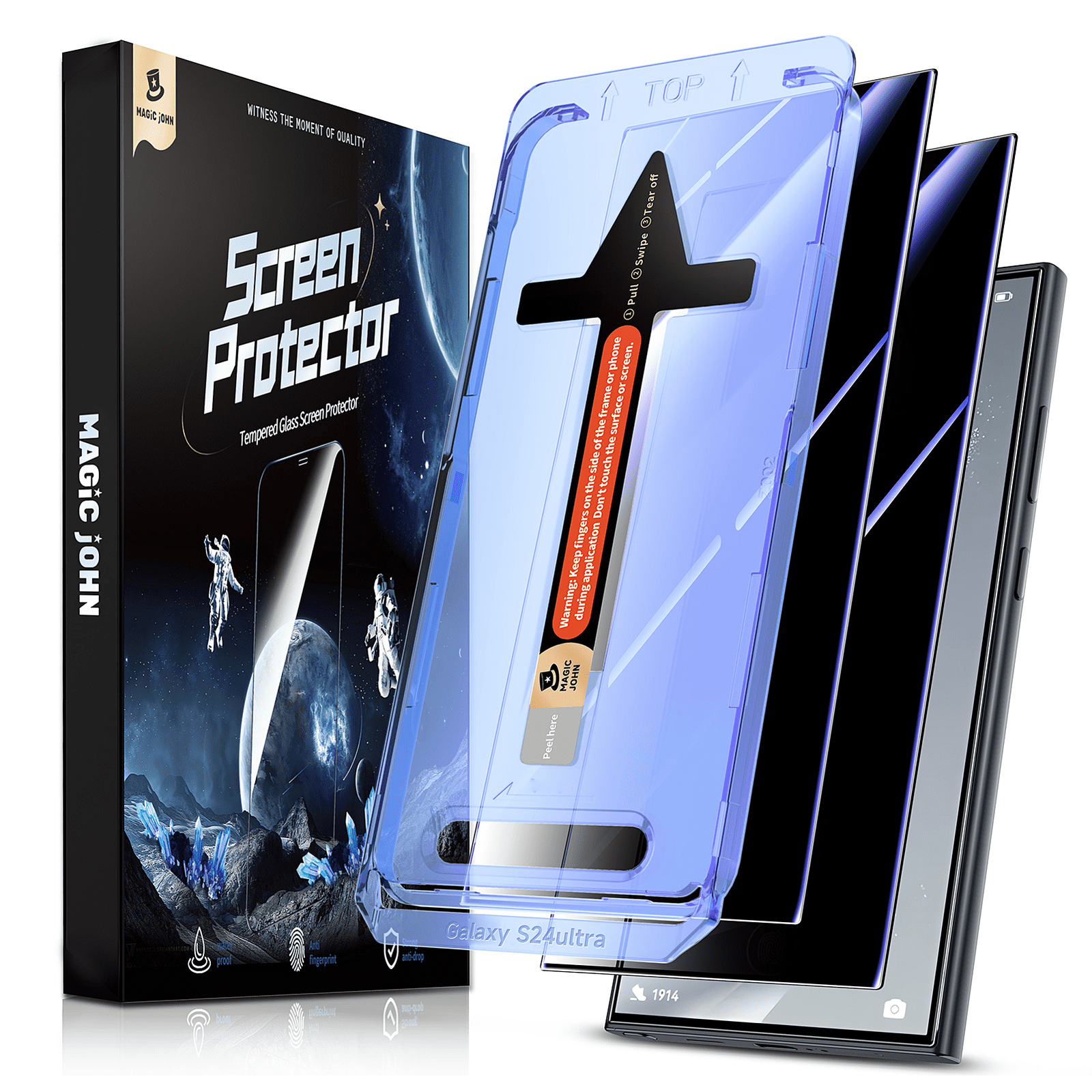 MAGIC JOHN 2Pack for Samsung Galaxy S24 Ultra Tempered Glass Screen Protector - Image 15