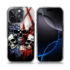 Mundaze Case for Apple Iphone 16 Pro Max American USA Flag Skulls Blue Red - Image 2