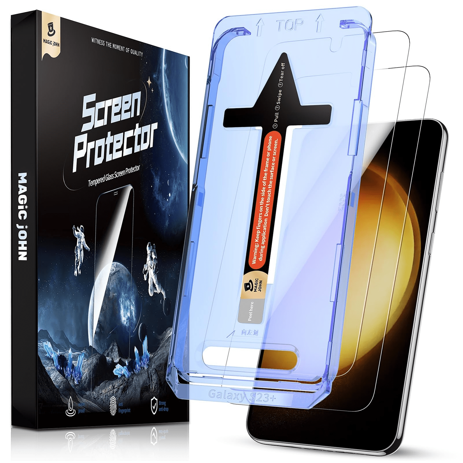 MAGIC JOHN for Samsung Galaxy S23 plus Tempered Glass Screen Protector 2Pack