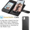 Wallet Case for Iphone 11, Iphone 11 6.1 Leather Wallet Case with ID Credit Card Holder Slots Folio Flip Kickstand Detachable Magnetic Phone Case & Carrying Wrist Strap for Iphone 11-Black - Image 5