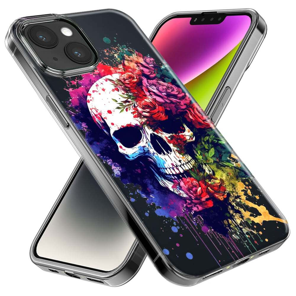 For Apple Iphone 13 Pro Shockproof Case Skull Red Purple Roses Cover - Image 2