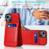 Wallet Case for Apple Iphone 15 Leather Wallet Card Holder Case, Built in Kickstand with 6 Card Slots Holder for Apple Iphone 15, Red - Image 4