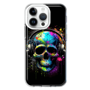 For Apple Iphone 14 Pro Shockproof Case Skull Headphone Pop Art Cover