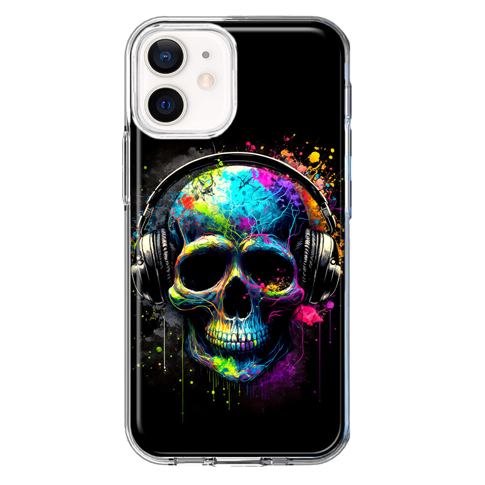 For Apple Iphone 12 Shockproof Case Skull Headphone Pop Art Cover