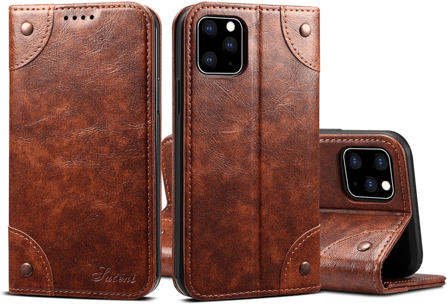 Compatible with Iphone 11 Leather Case, for Iphone 11 Wallet Folio Case Book Design Magnetic Closure with Stand and ID Holder Credit Card Slots for Apple Iphone 11 6.1 Inch 2019 Khaki - Image 6