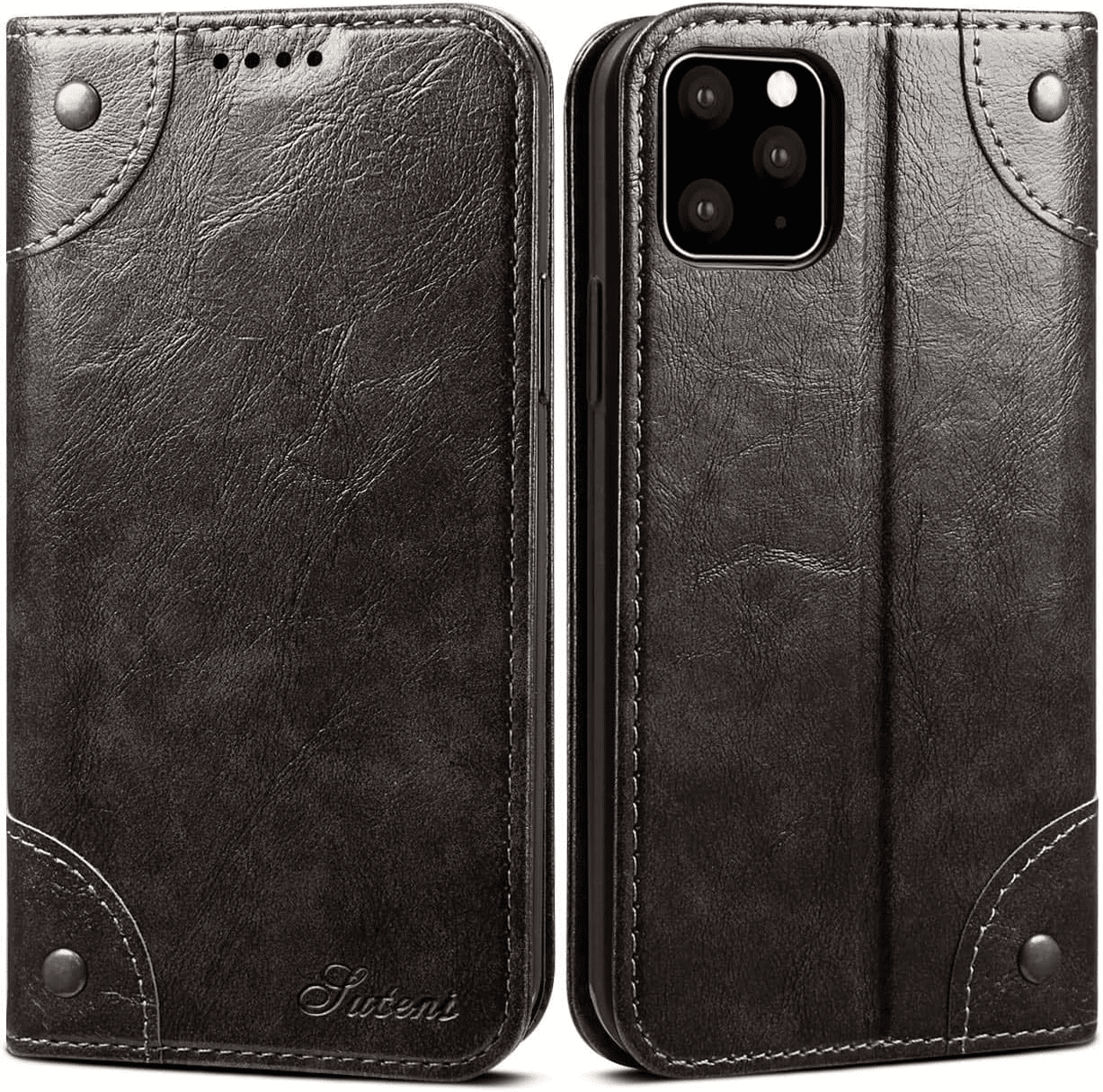 Compatible with Iphone 11 Leather Case, for Iphone 11 Wallet Folio Case Book Design Magnetic Closure with Stand and ID Holder Credit Card Slots for Apple Iphone 11 6.1 Inch 2019 Khaki - Image 8