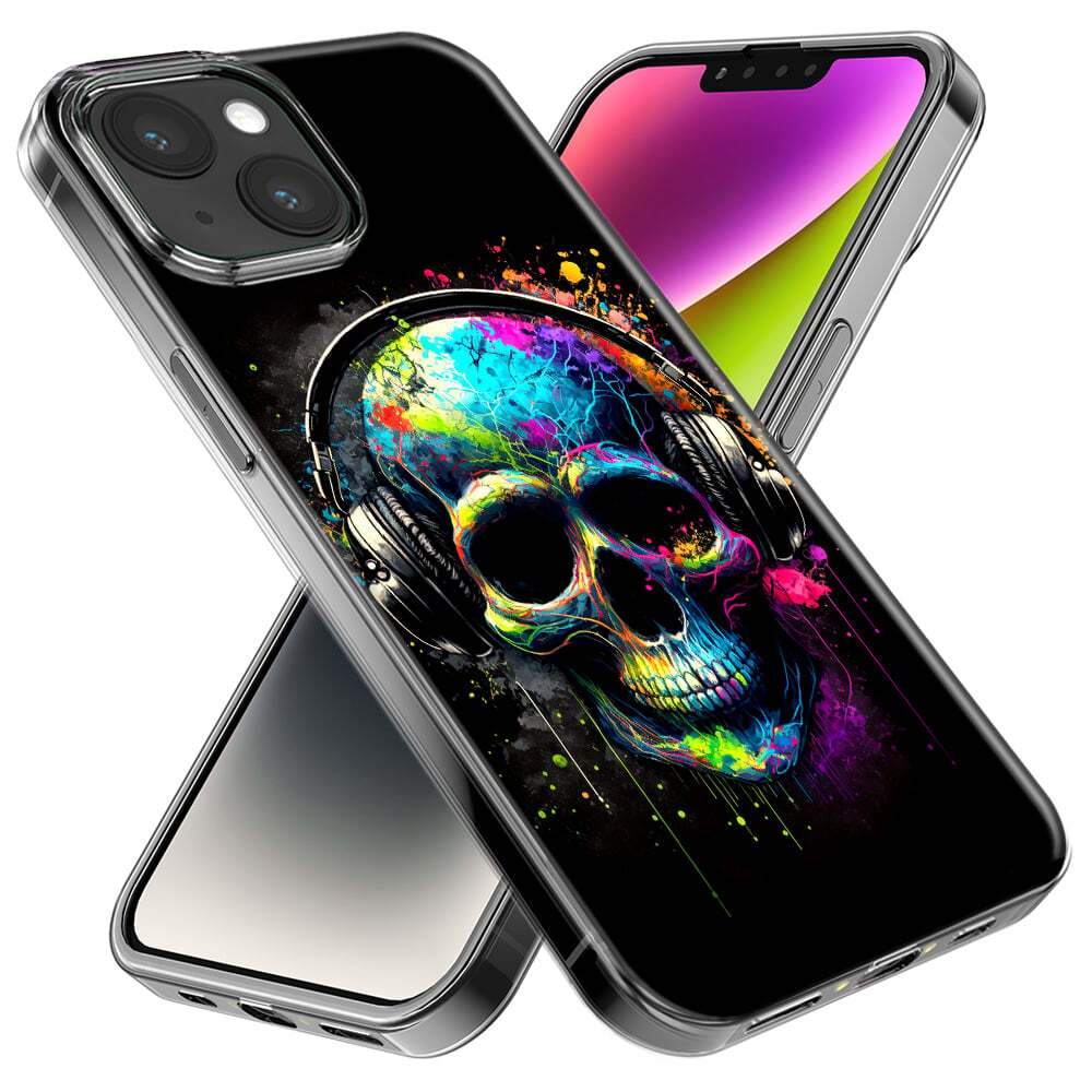 For Apple Iphone 14 Pro Shockproof Case Skull Headphone Pop Art Cover - Image 2