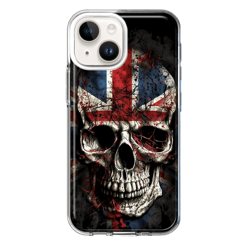For Apple Iphone 14 Shockproof Case British UK Flag Skull Cover