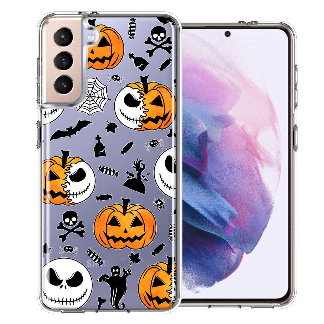 For Samsung Galaxy S22 Halloween Jack-O-Lantern Pumpkin Skulls Case