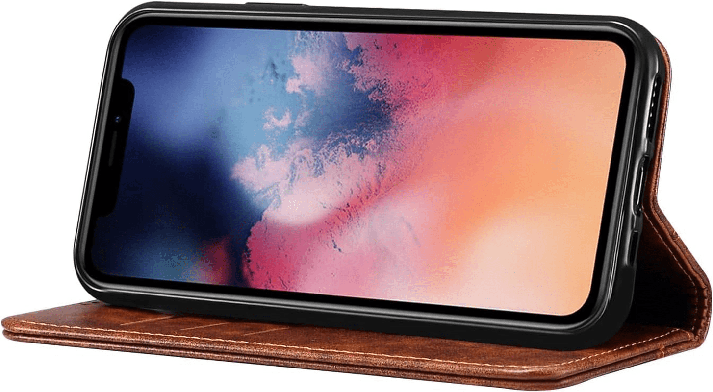 Compatible with Iphone 11 Leather Case, for Iphone 11 Wallet Folio Case Book Design Magnetic Closure with Stand and ID Holder Credit Card Slots for Apple Iphone 11 6.1 Inch 2019 Khaki - Image 4