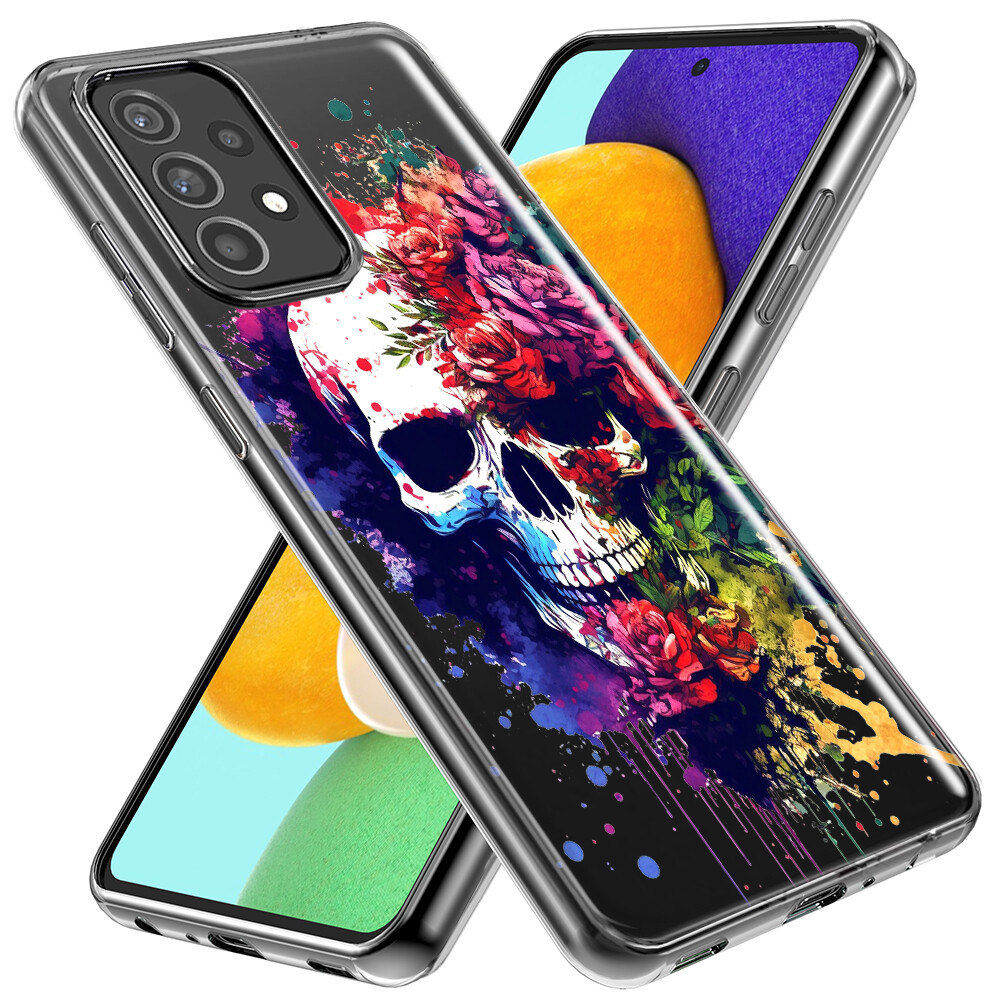 For Samsung Galaxy A71 4G Shockproof Case Skull Red Purple Roses Cover - Image 2