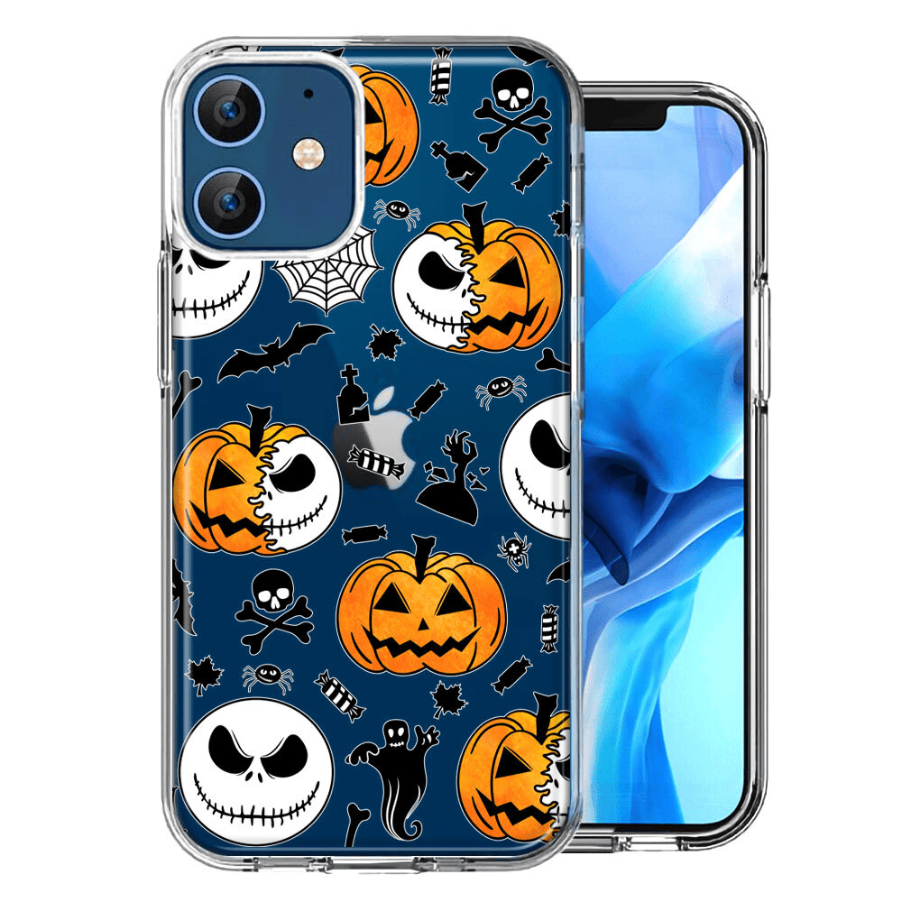 For Apple Iphone 12 Halloween Jack-O-Lantern Pumpkin Skulls Case