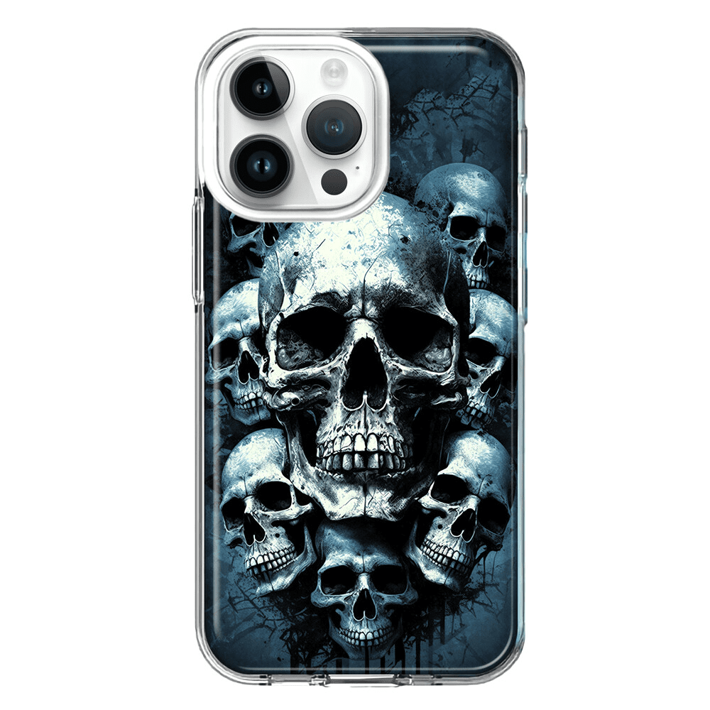 For Apple Iphone 14 Pro Max Shockproof Hybrid Case, Graveyard Death Skulls