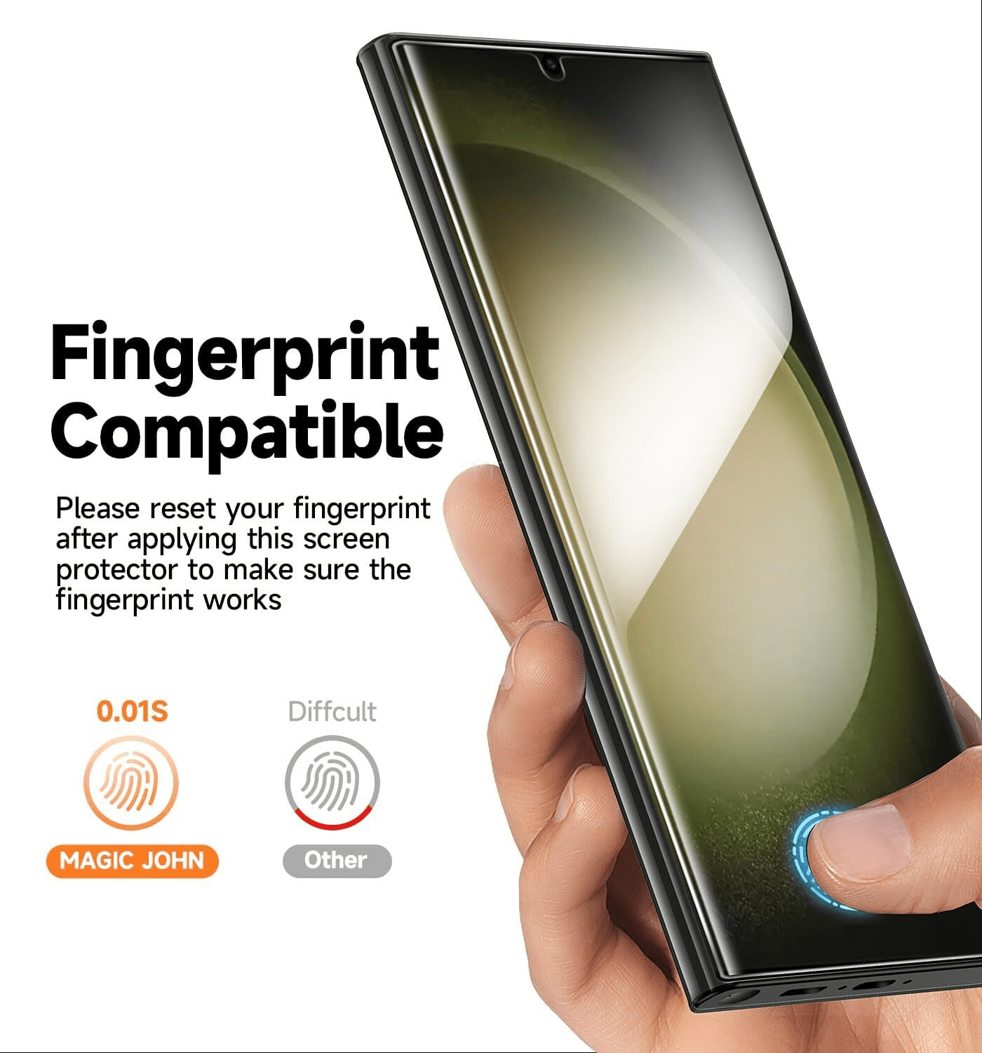 MAGIC JOHN Screen Protector for Samsung Galaxy S22 Ultra - Ceramic Film 2 Pack - Image 3