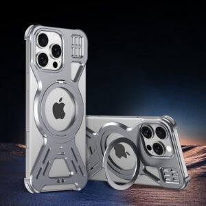 For Iphone 16 15 14 Pro Max Aluminum Metal Frameless Mag Safe Stand Case Cover