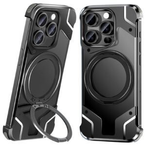 Mag-Safe Frameless Case for Iphone 15 Pro Max 15 Plus/Pro Hidden Kickstand Cover